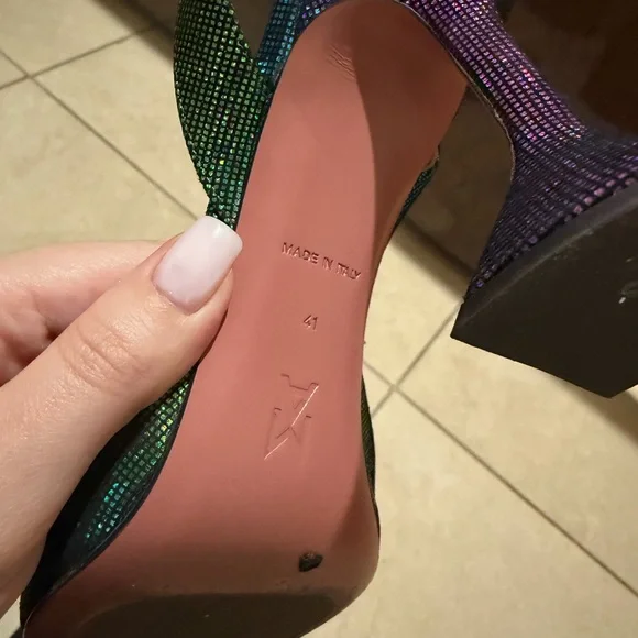 Amina Muaddi Begum Slingback Heels, metal rainbow color - Picture 5 of 10